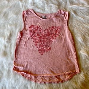 Lucky Brand Girls Pink Floral Heart Sleeveless Tank Top
